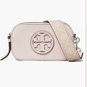 Tory Burch Blush Pink Logo Camera Crossbody with Signature Strap